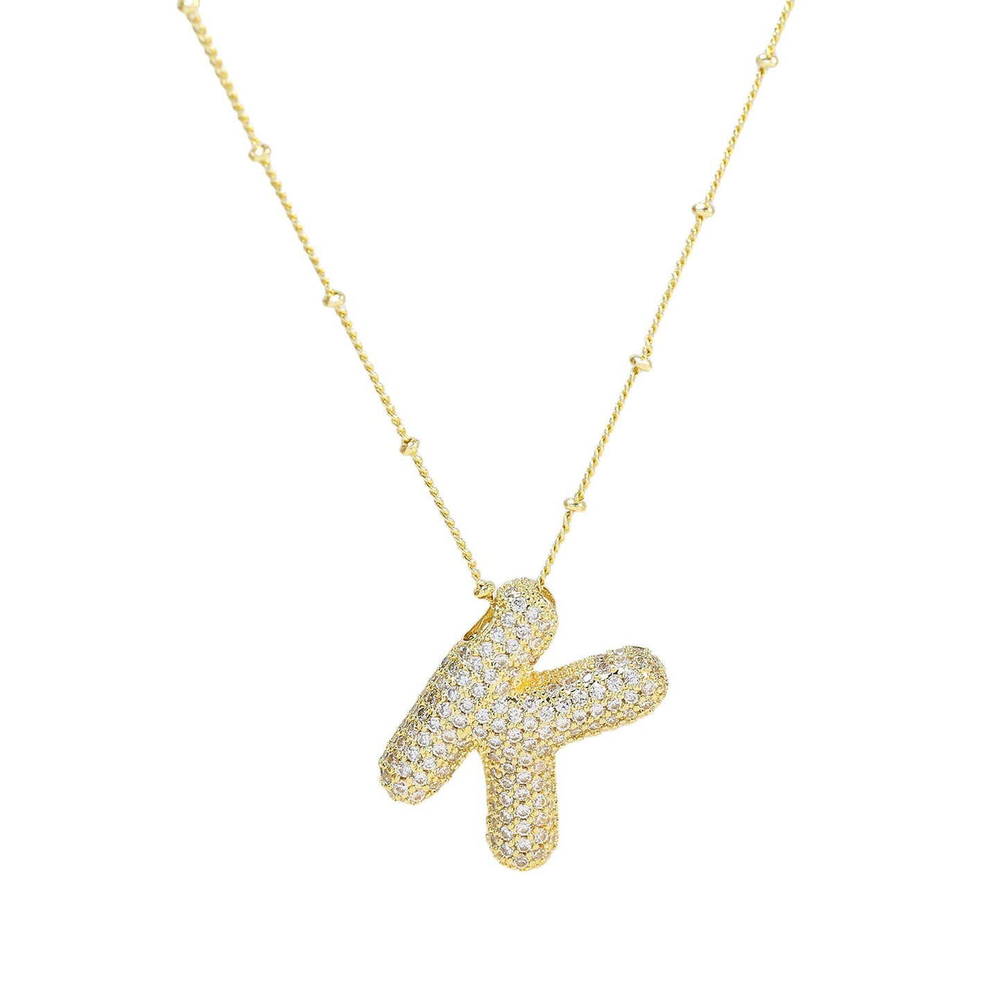 Diamond bubble letter nacklace