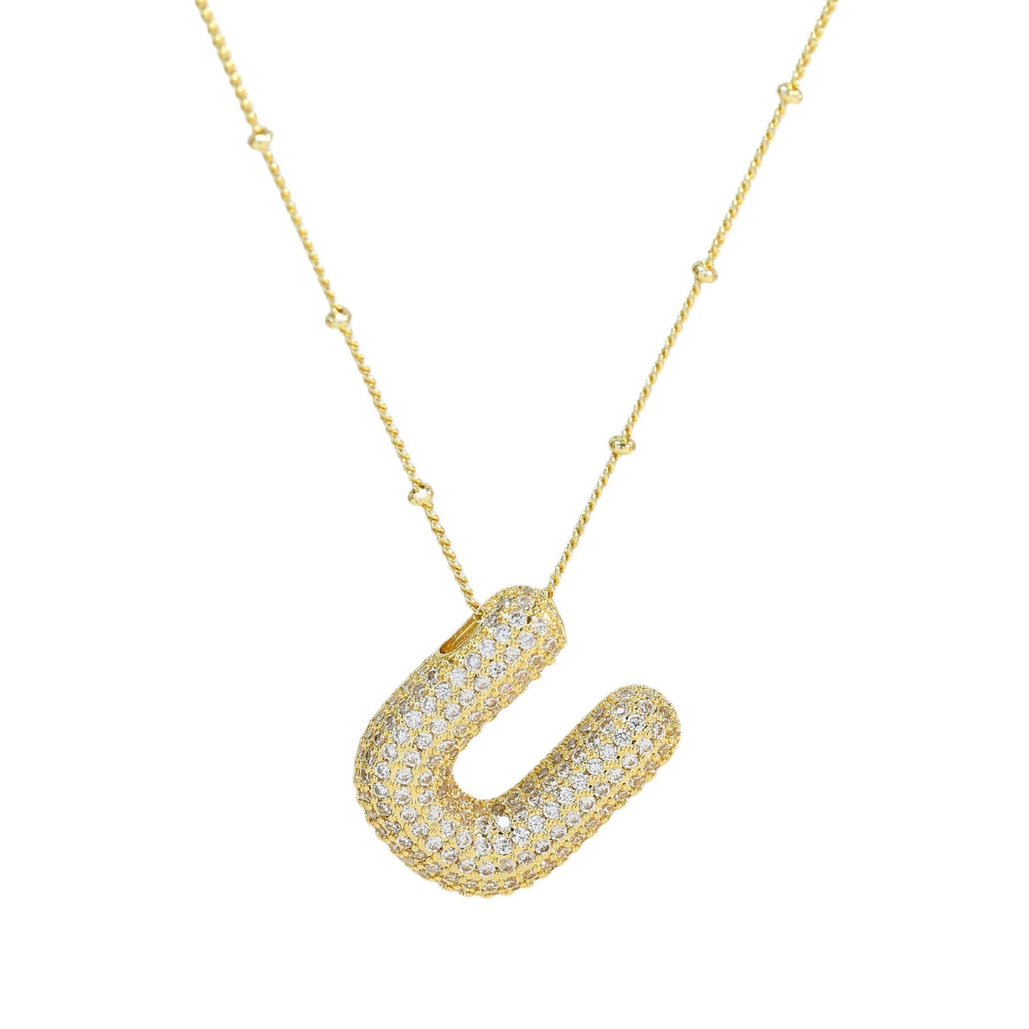 Diamond bubble letter nacklace