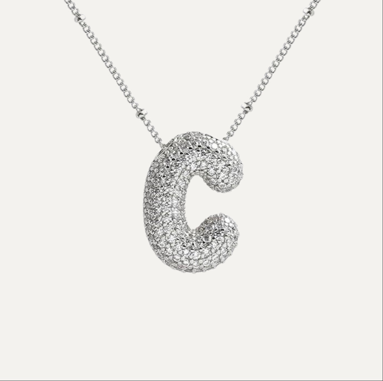 Diamond bubble letter nacklace