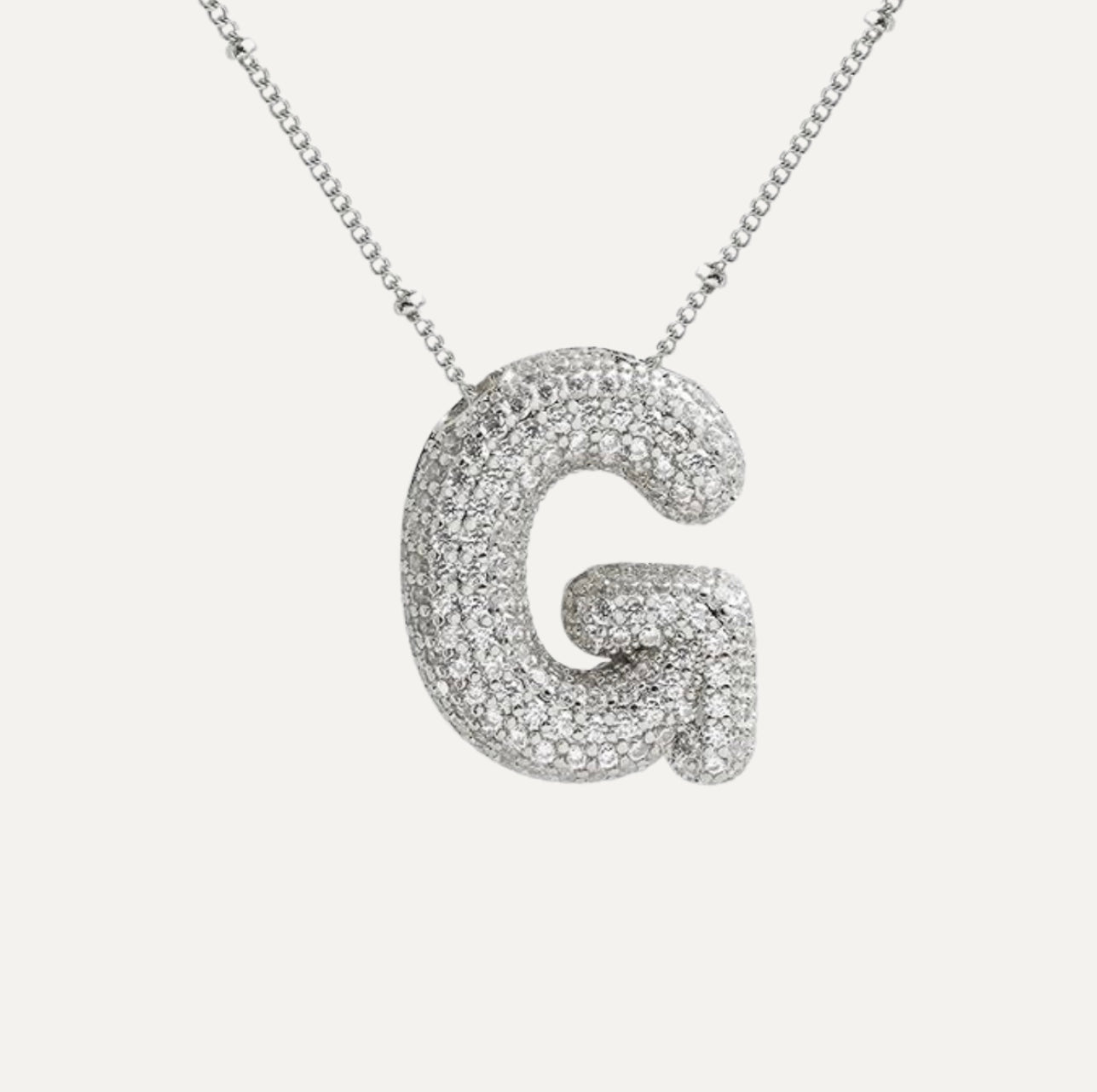 Diamond bubble letter nacklace