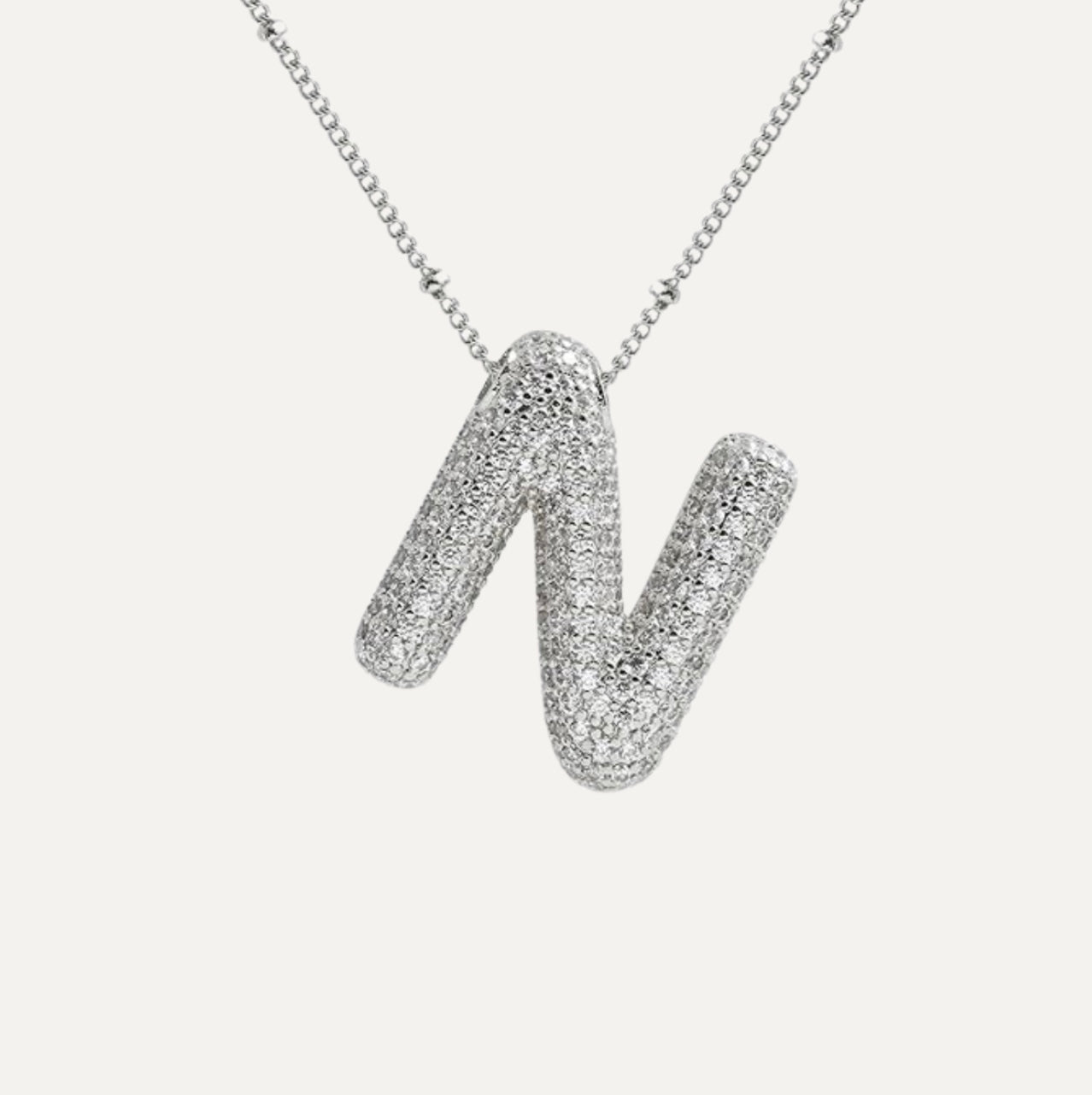 Diamond bubble letter nacklace