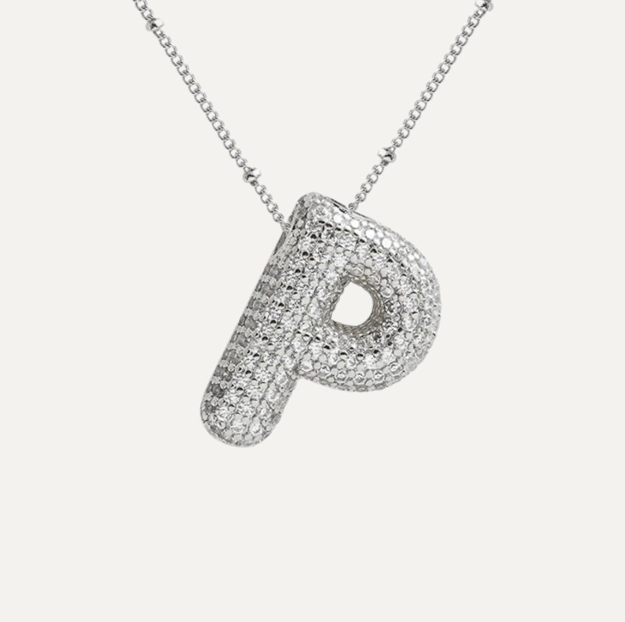 Diamond bubble letter nacklace