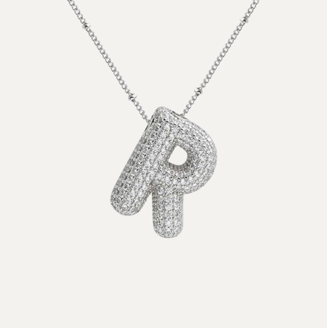 Diamond bubble letter nacklace