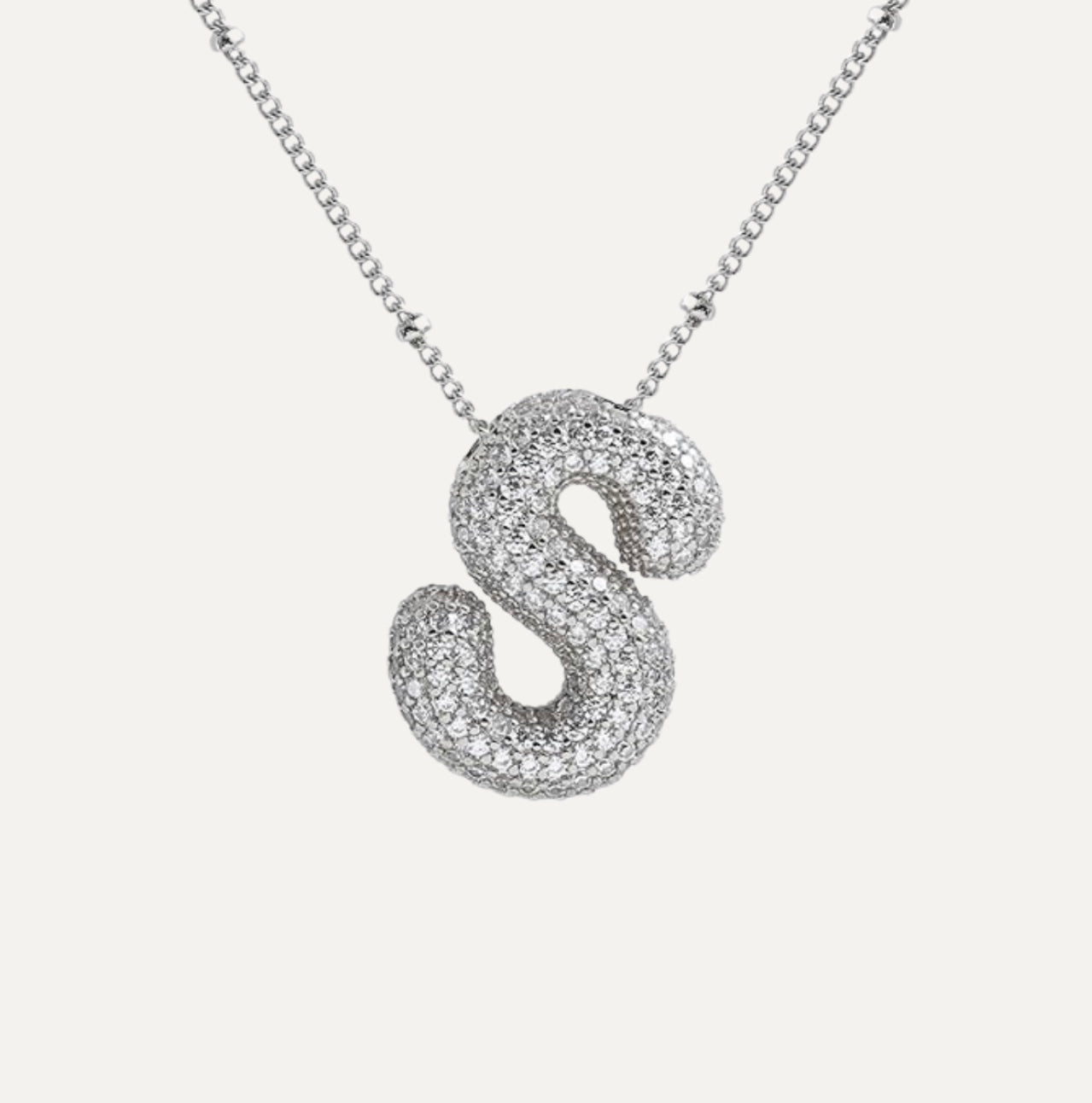 Diamond bubble letter nacklace