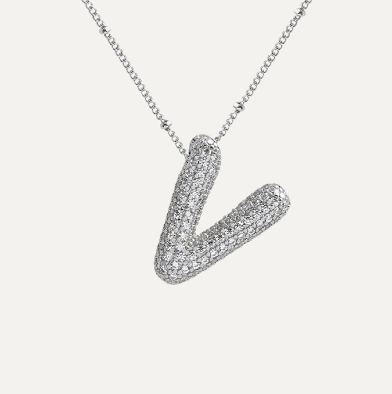 Diamond bubble letter nacklace