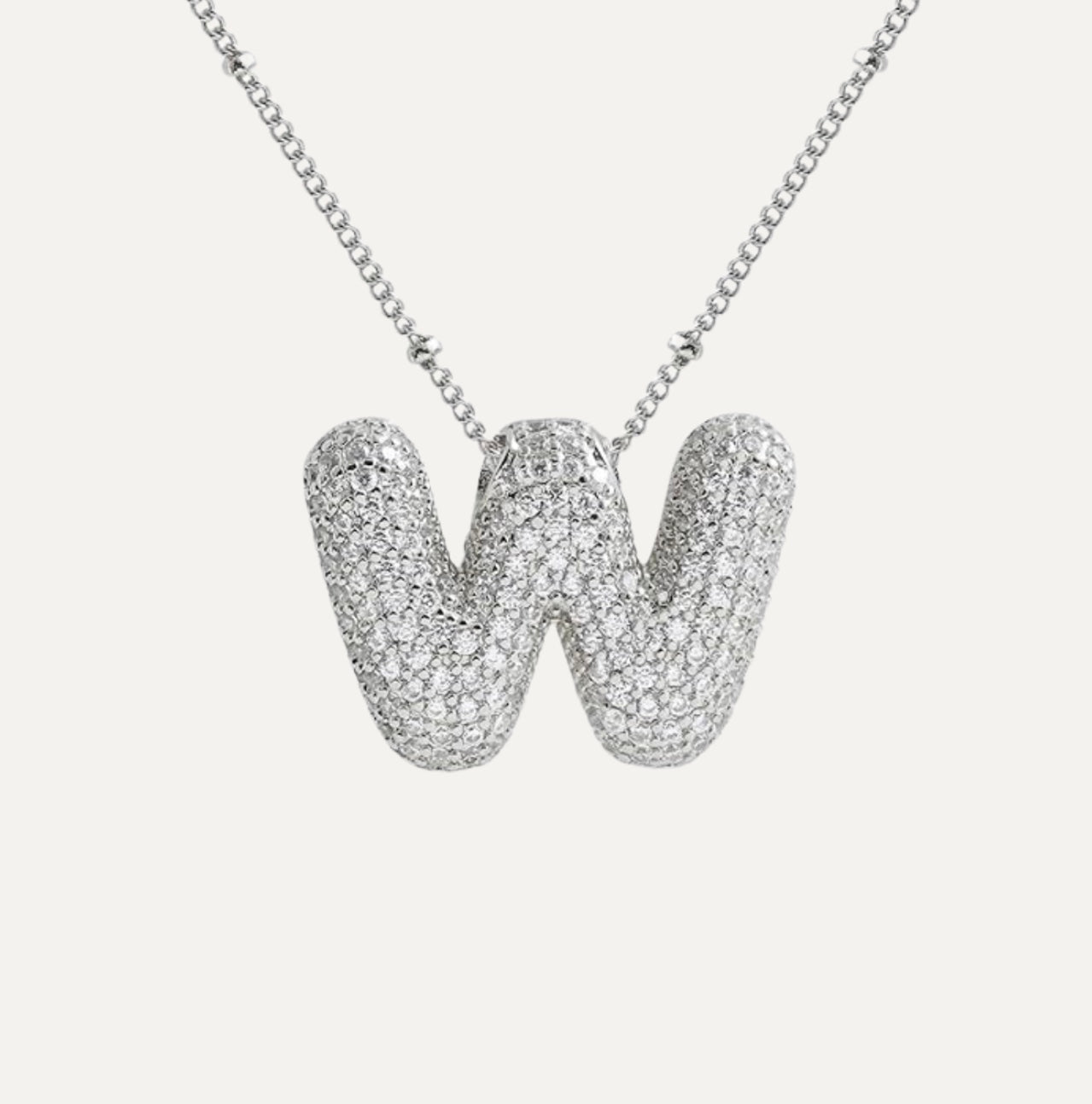 Diamond bubble letter nacklace