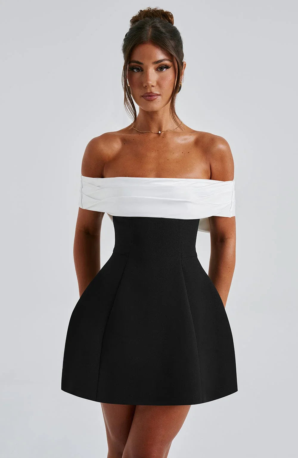 NOELLE MINI DRESS - BLACK/WHITE